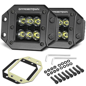 OFFROADTOWN front view flush pod showing compact profile and bright lens