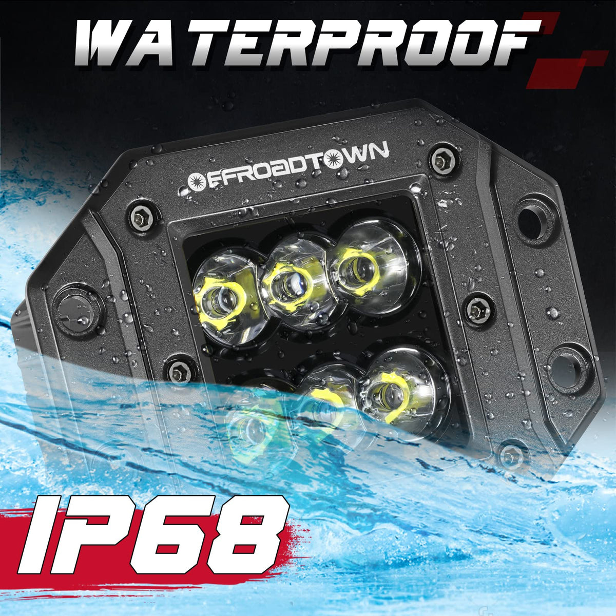 OFFROADTOWN pod mounted in front bumper for low-profile intense driving light