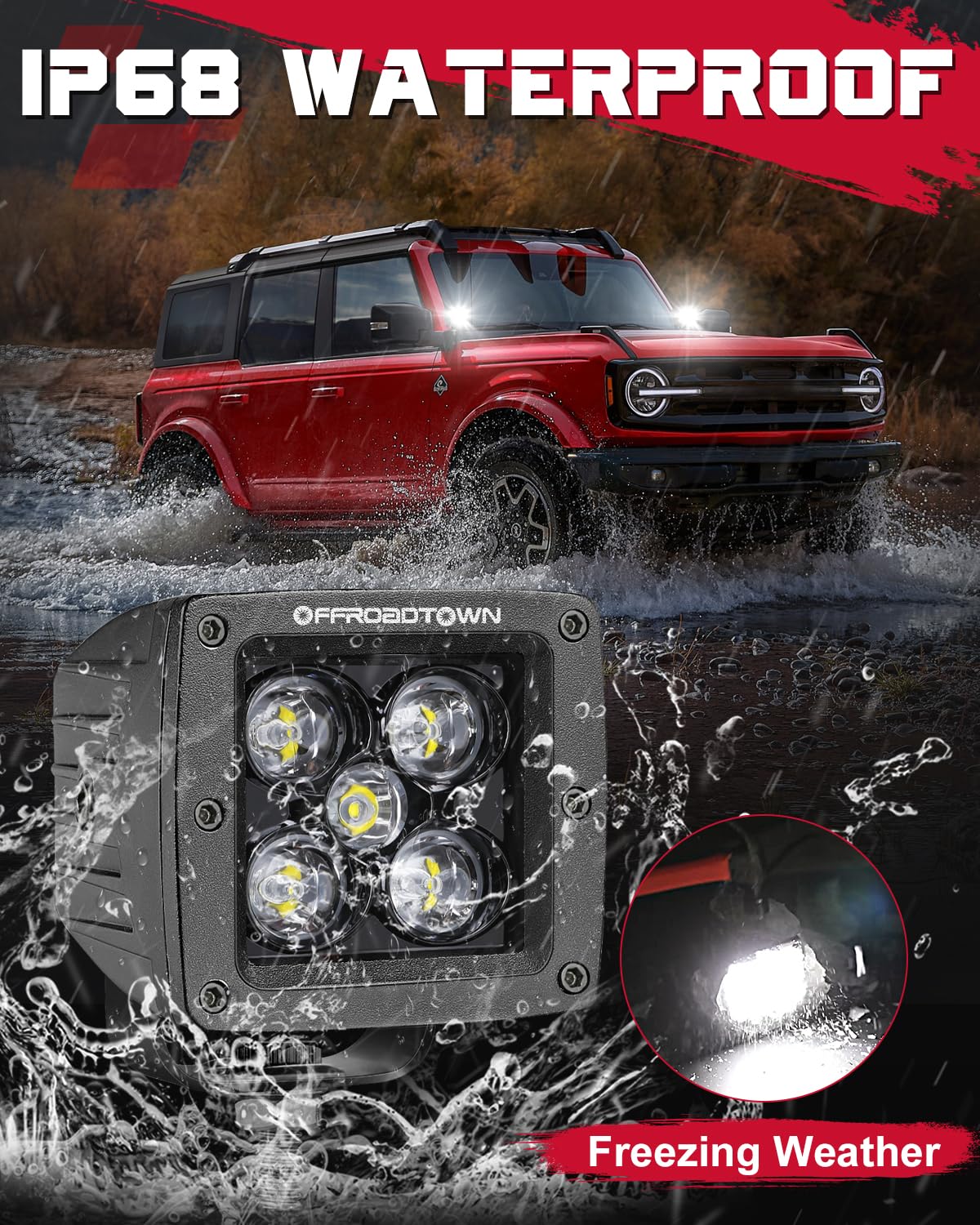OFFROADTOWN installed on bumper providing improved night visibility benefit
