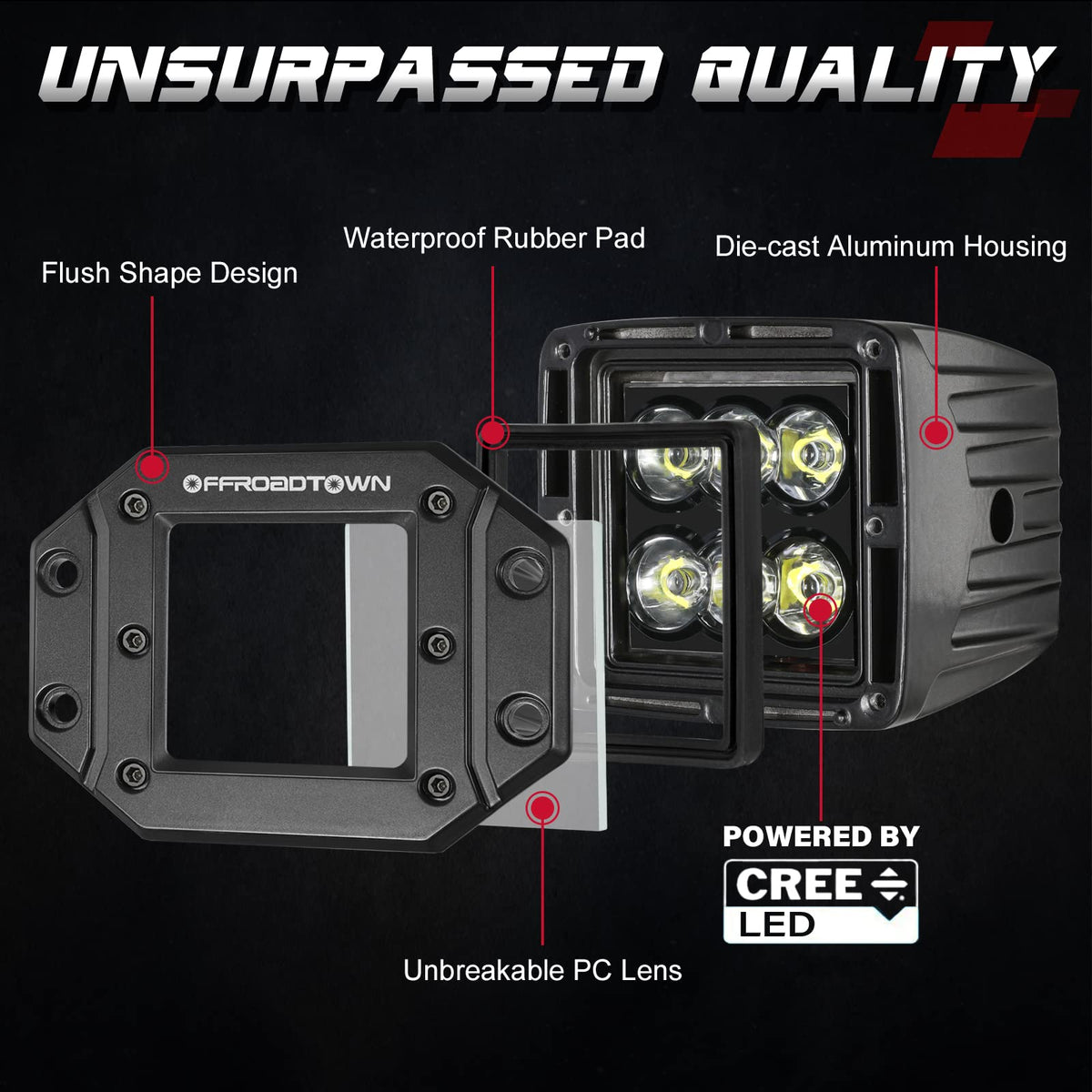 OFFROADTOWN side profile showing cooling fins and durable aluminum housing