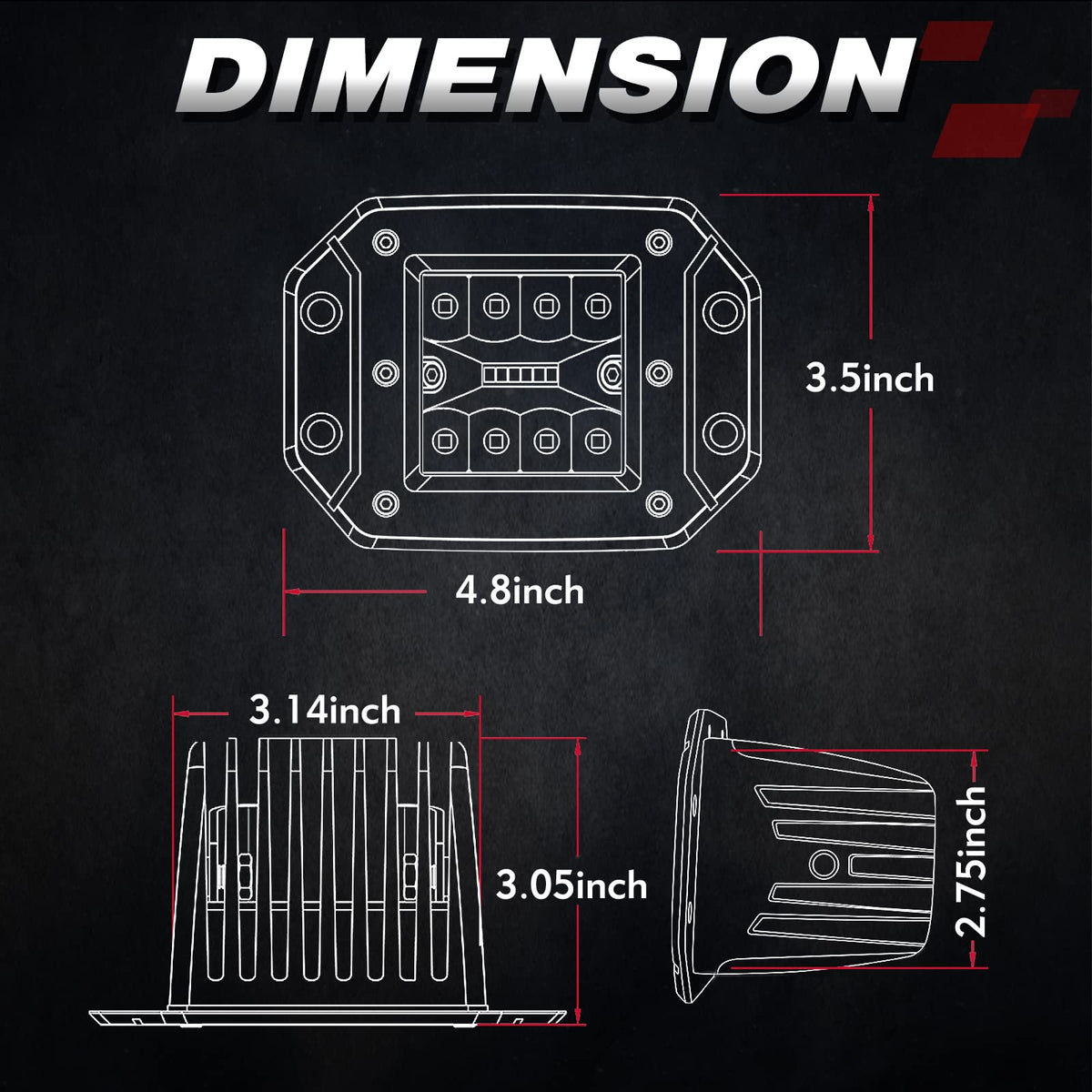 OFFROADTOWN side profile focusing on die-cast aluminum cooling fins for durability