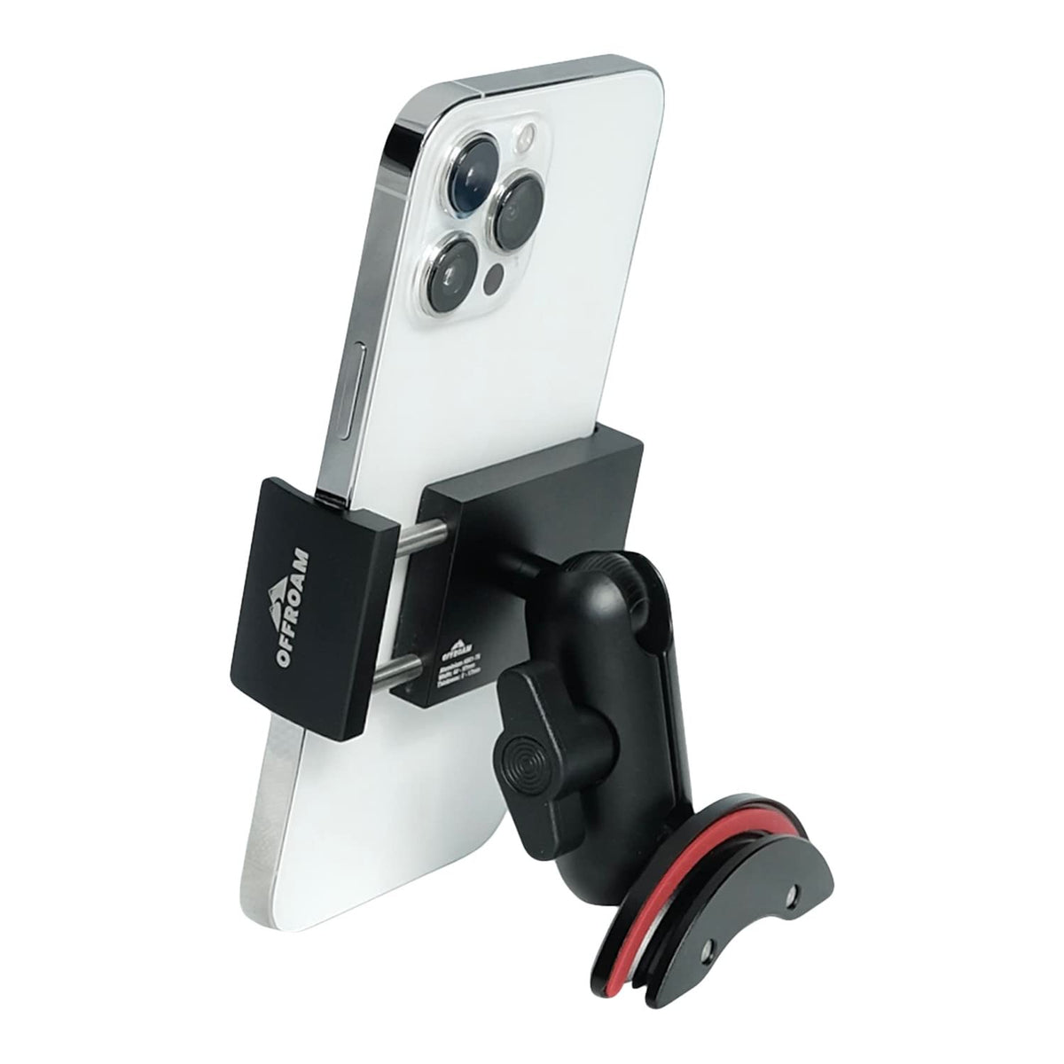 Offroam close-up of spring-loaded cradle showing easy one-handed phone insertion