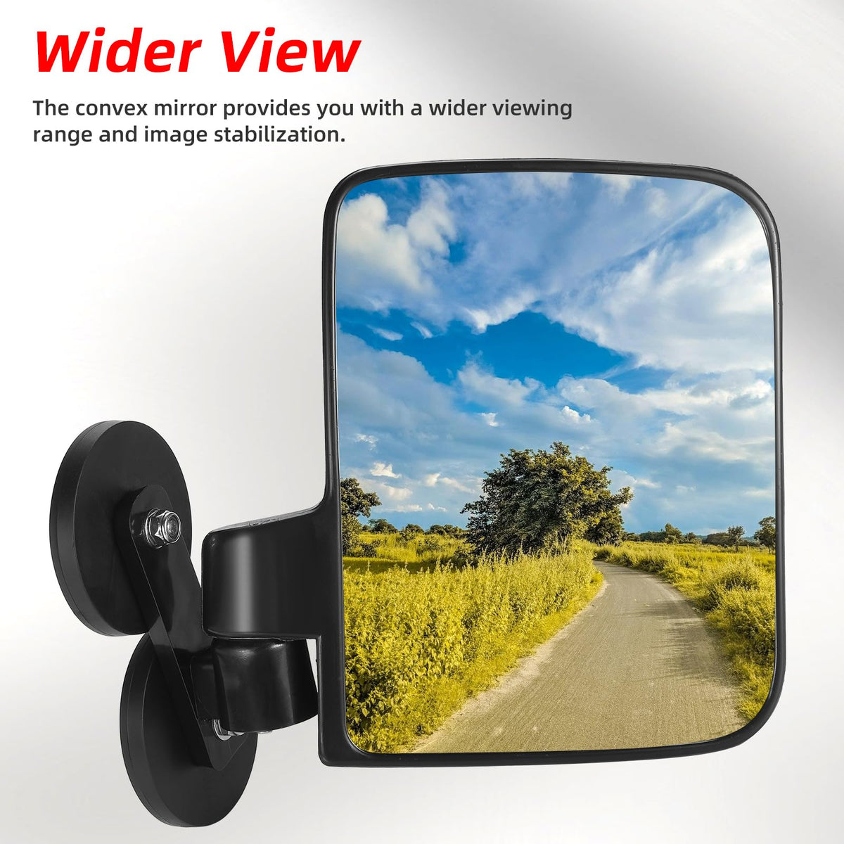 OFIG convex glass detail highlighting wider field of view and reduced blind spots