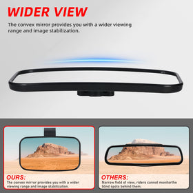 OFIG convex glass close-up showing wider field of view and reduced blind spots