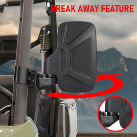 OFIG side mirror close-up showing break-away hinge and durable finish