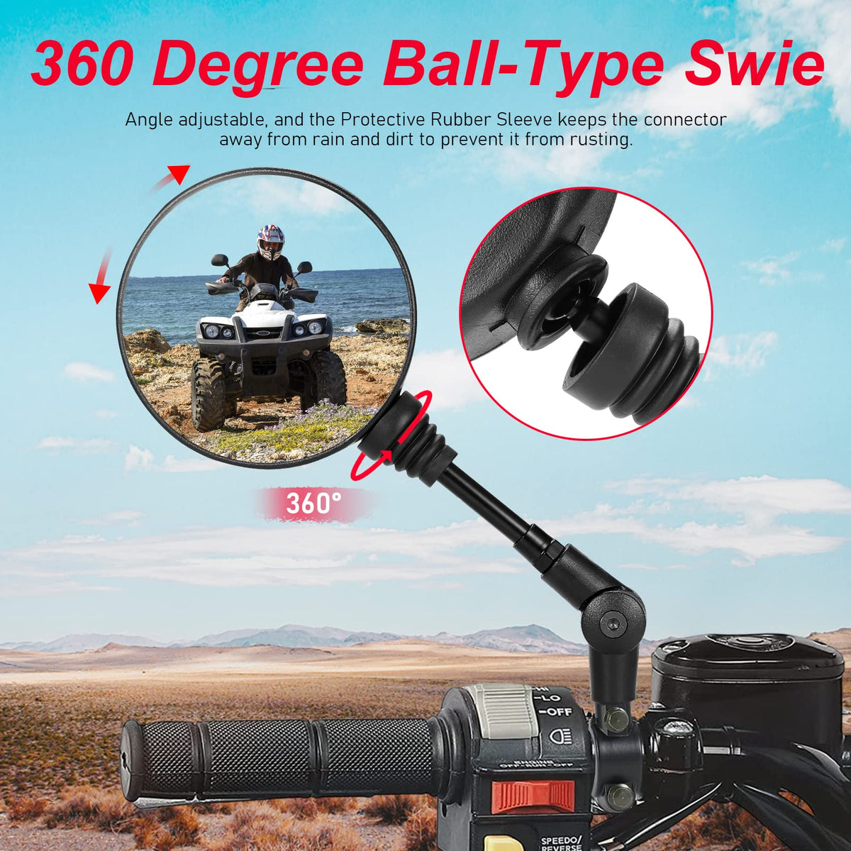 OFIG side profile on ATV demonstrating stable view over terrain