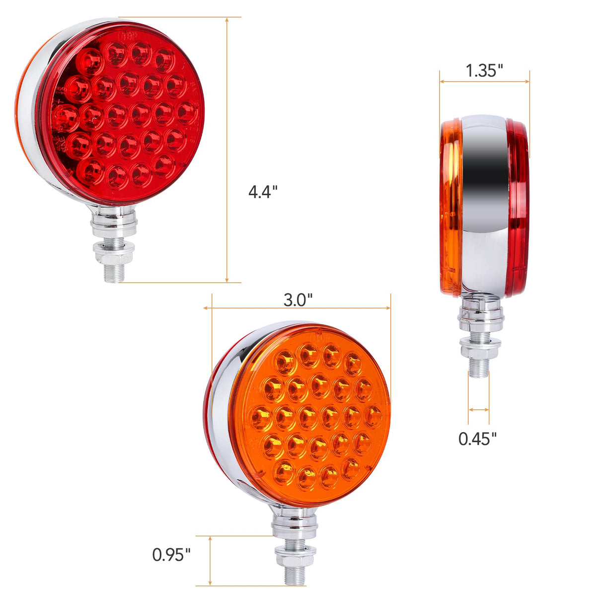 OGATOO close-up of 48 LED array demonstrating bright dual-color signaling advantage