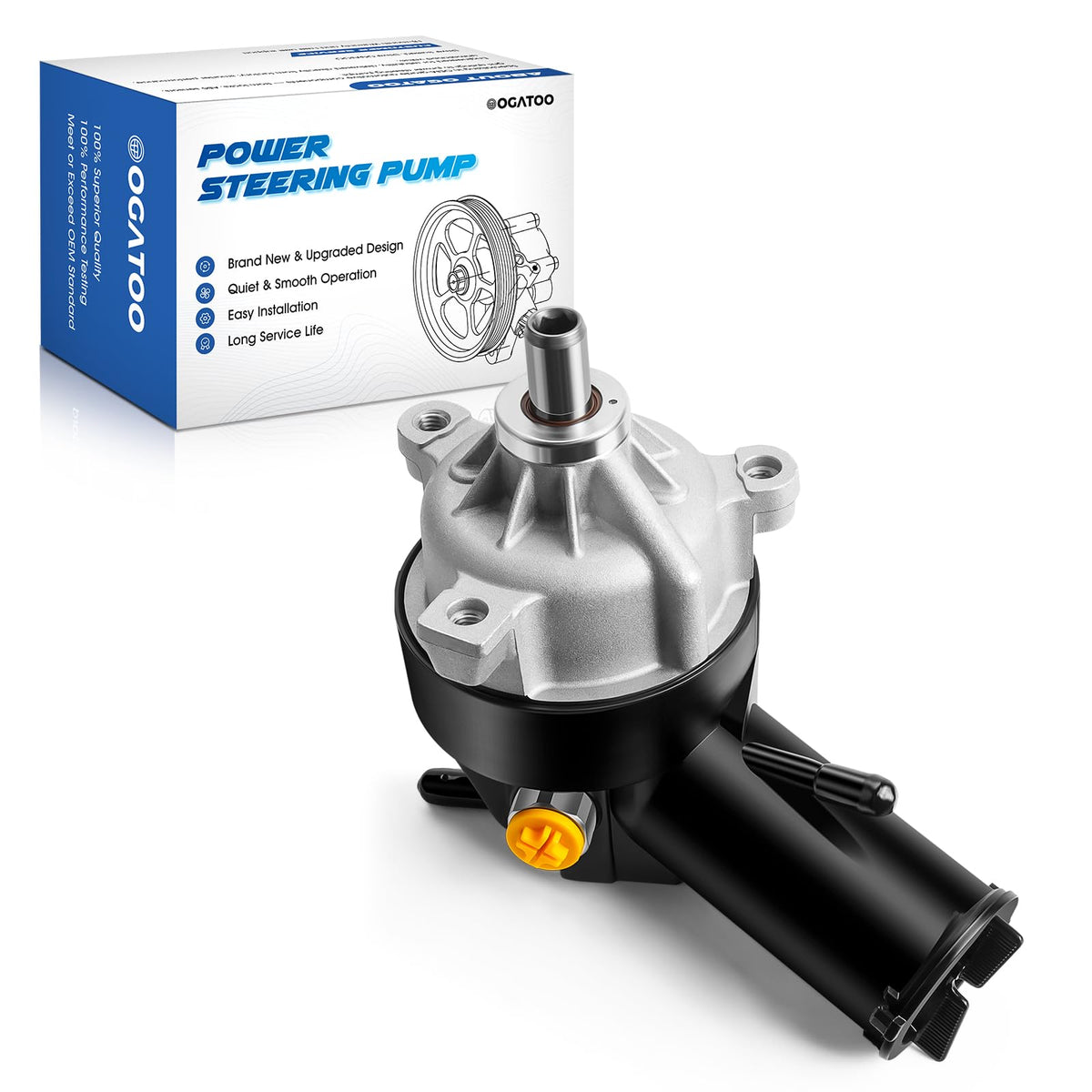 OGATOO front view pump with reservoir showing fitment benefit