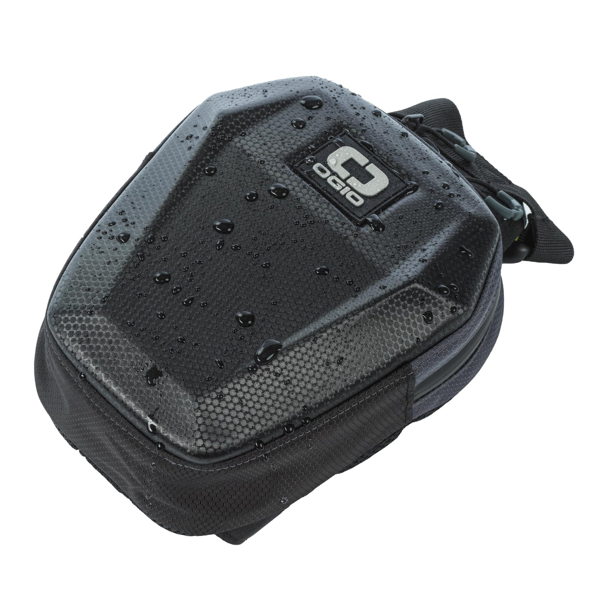 OGIO close-up of EVA molded front and water-resistant zipper providing impact resistance