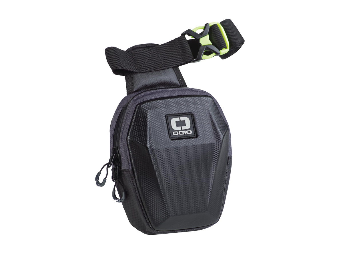 OGIO molded leg bag front view showing structured EVA panel and sleek silhouette for protection