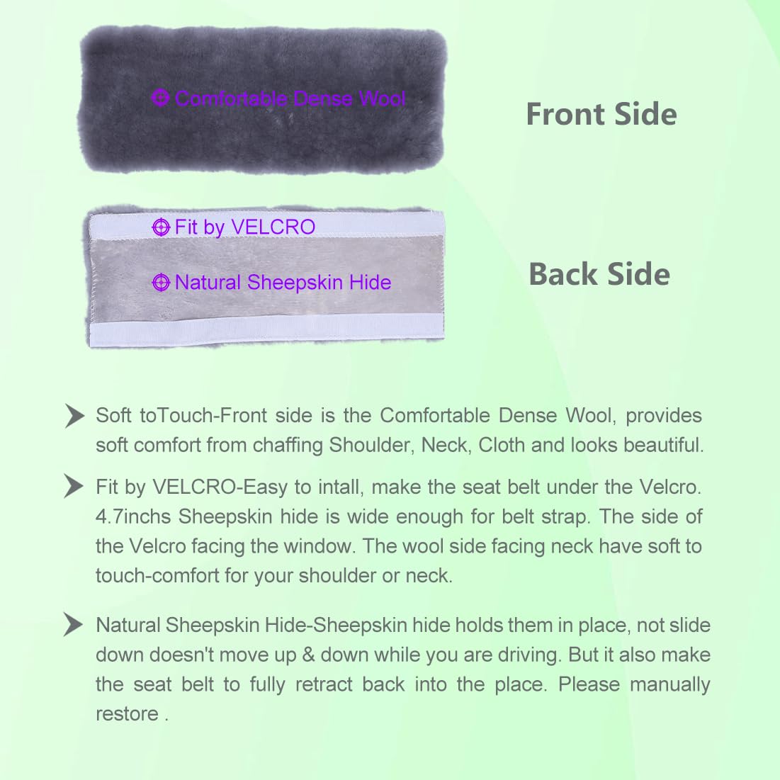 OGLAND installed on a car seatbelt reducing shoulder pressure and chafing