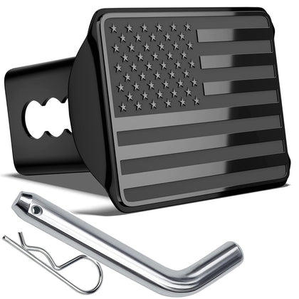 OGYE front view of American flag hitch cover showing stylish protection