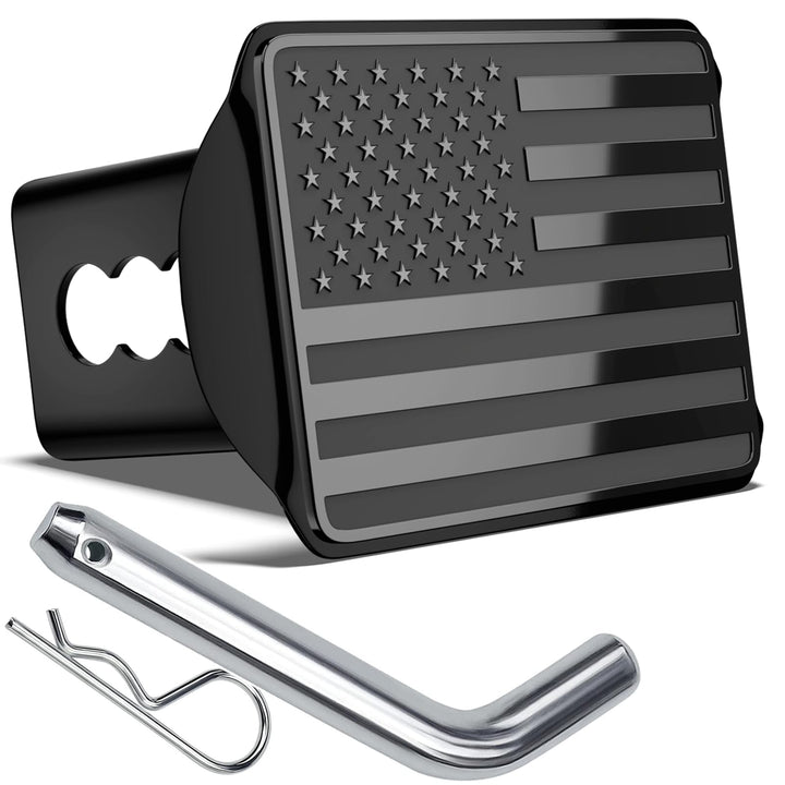 OGYE front view of American flag hitch cover showing stylish protection