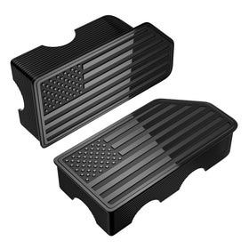 OGYE front view of stake pocket cover showing American flag and improved rail appearance
