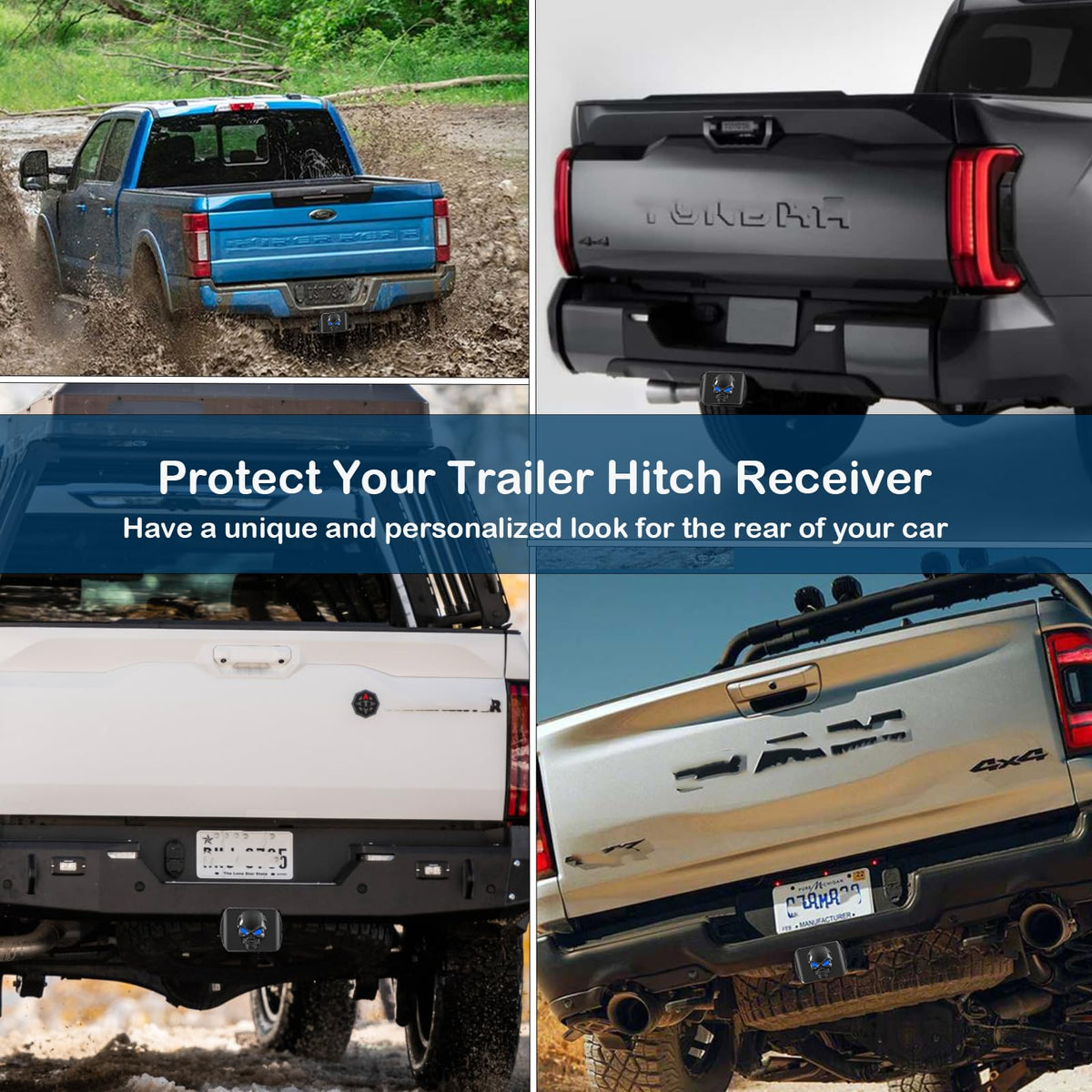 OGYE skull hitch installed on truck showing customized look and road-ready protection