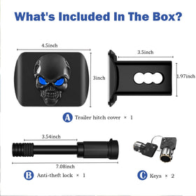OGYE skull hitch next to ruler showing 4.5x3 inch scale for accurate sizing