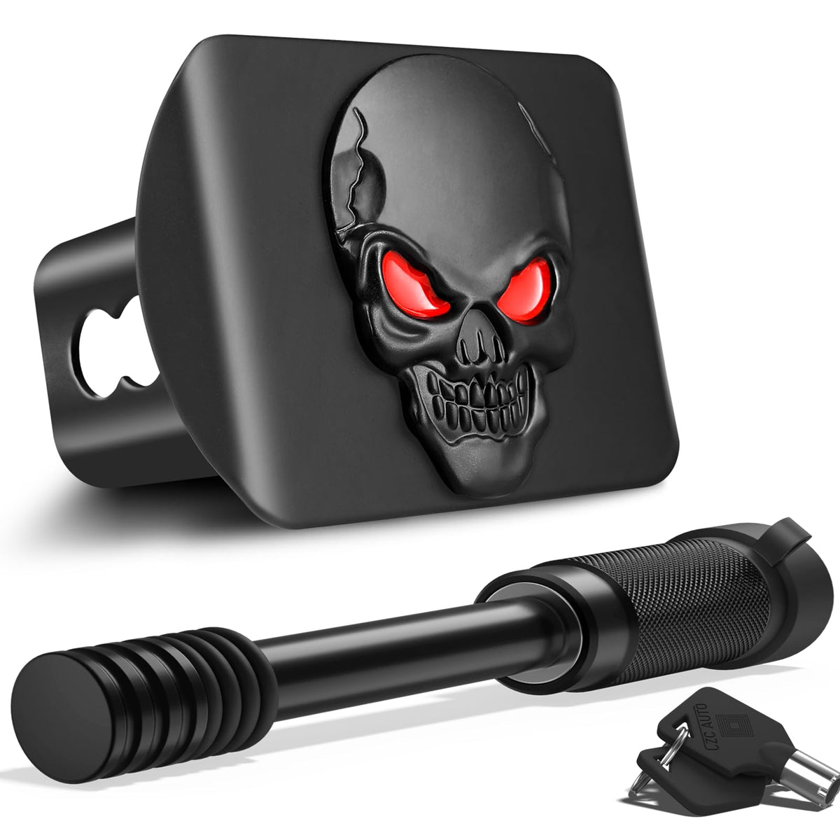 OGYE skull hitch cover front view showing bold styling and protection