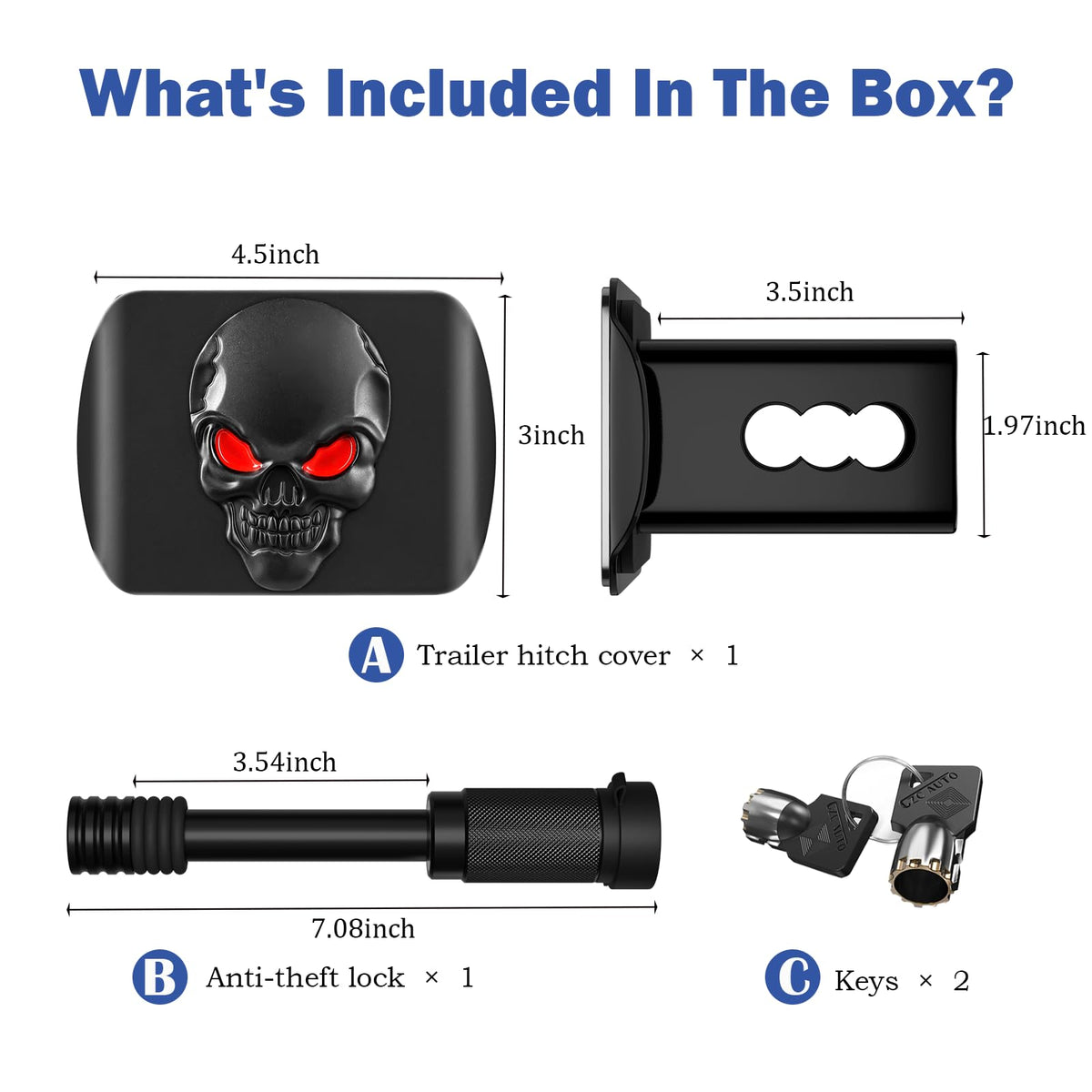 OGYE skull hitch on vehicle at night adding personality and presence