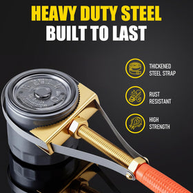 Oh Klyzo 13-inch wrench engaged on a truck oil filter demonstrating heavy-duty use