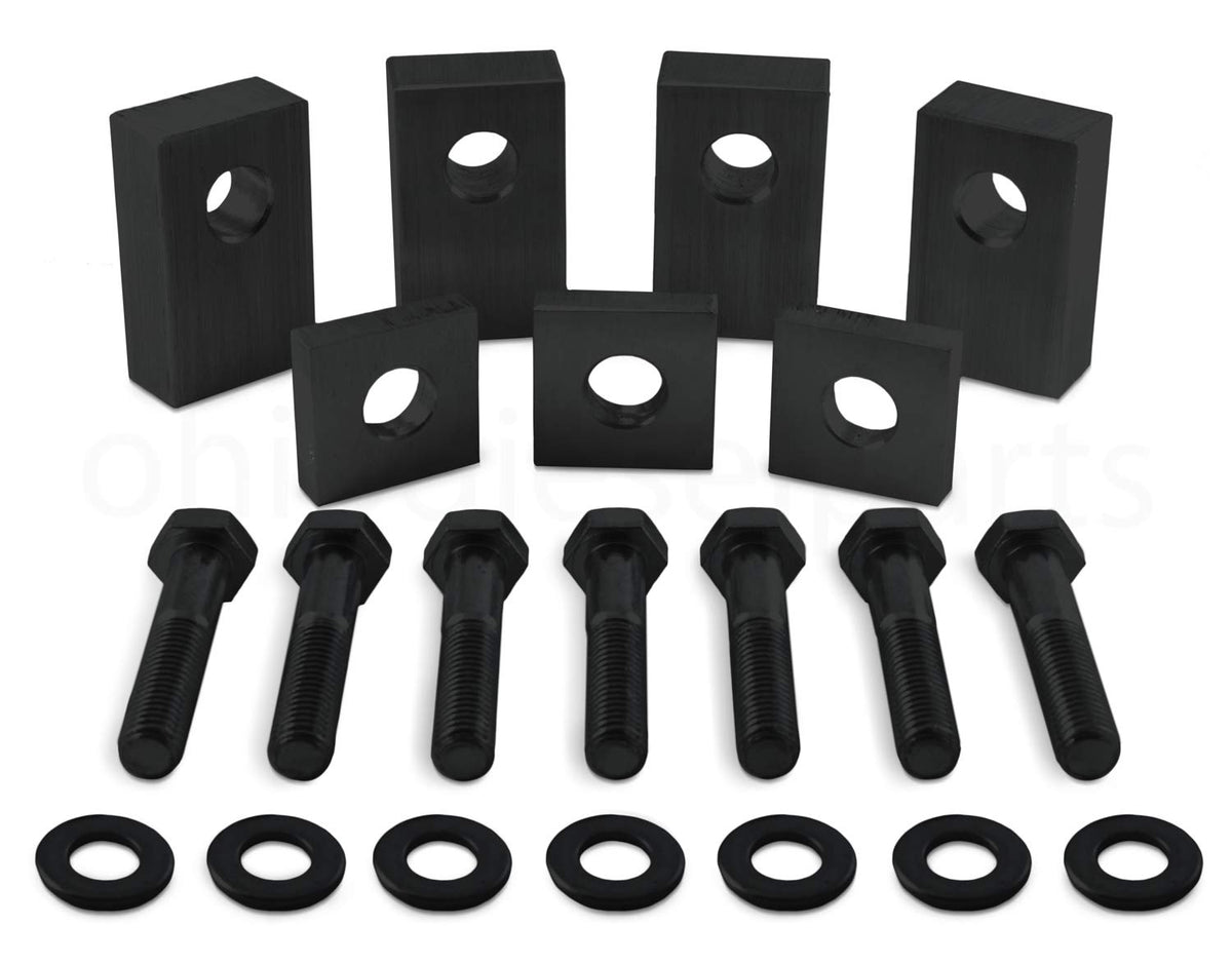 Ohio Diesel Parts front view of black aluminum rear seat recline kit showing fitment benefit
