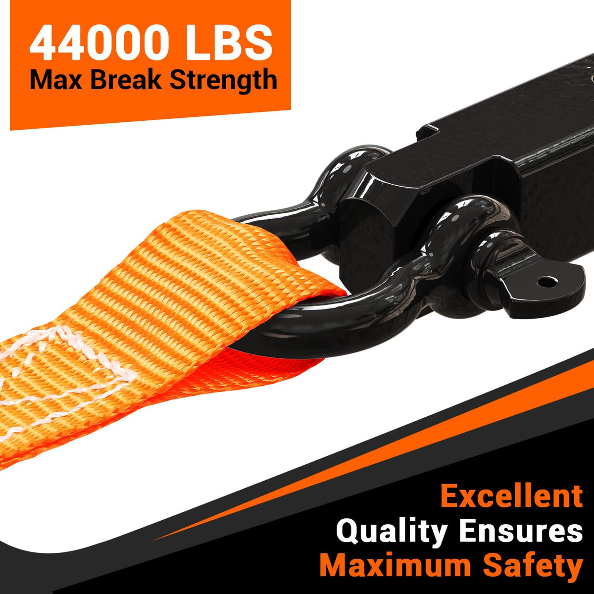 Ohuhu D-ring shackle installed on bumper providing a sturdy recovery point