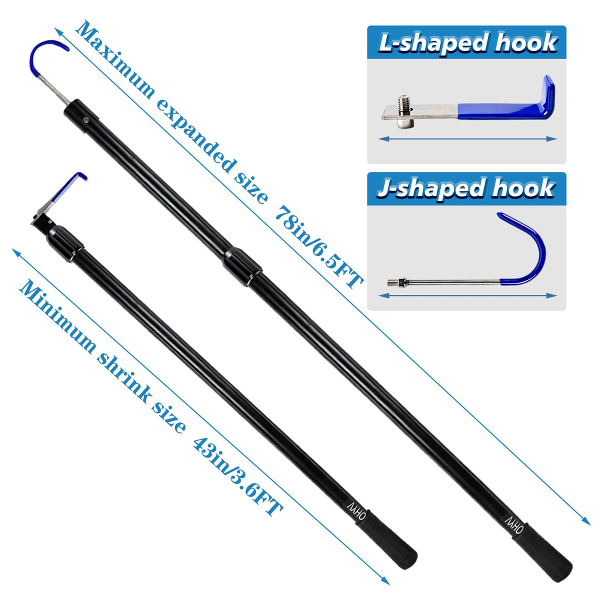 OHYV close-up of stainless steel hooks providing secure grip