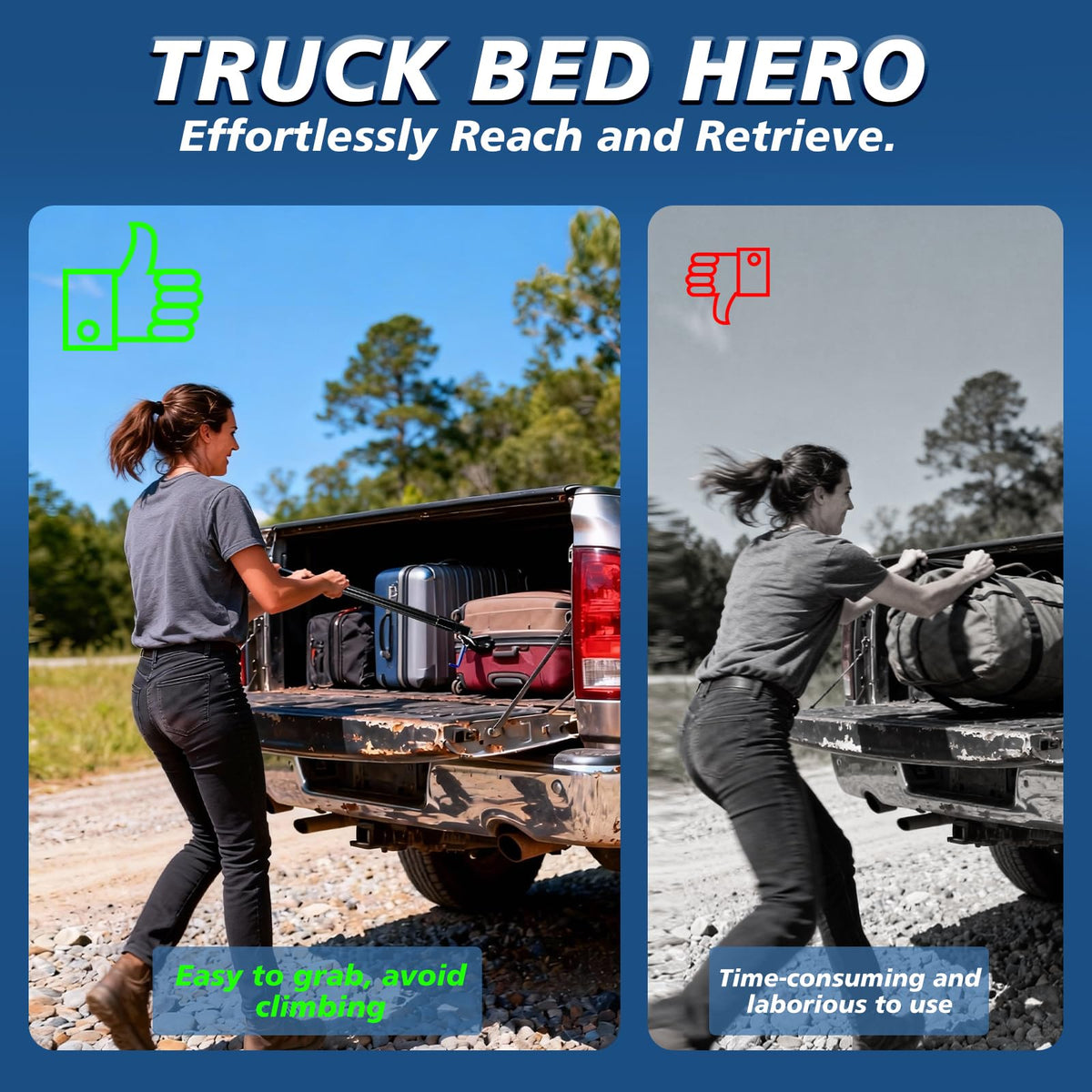 OHYV extended reach in use grabbing cargo across truck bed