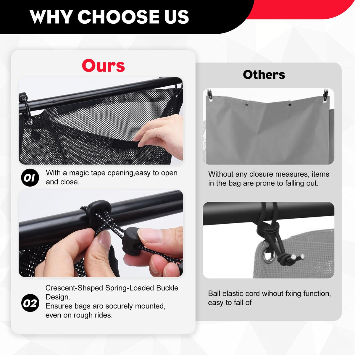 OIEKUN hook-and-loop strap detail showing secure attachment and easy removal