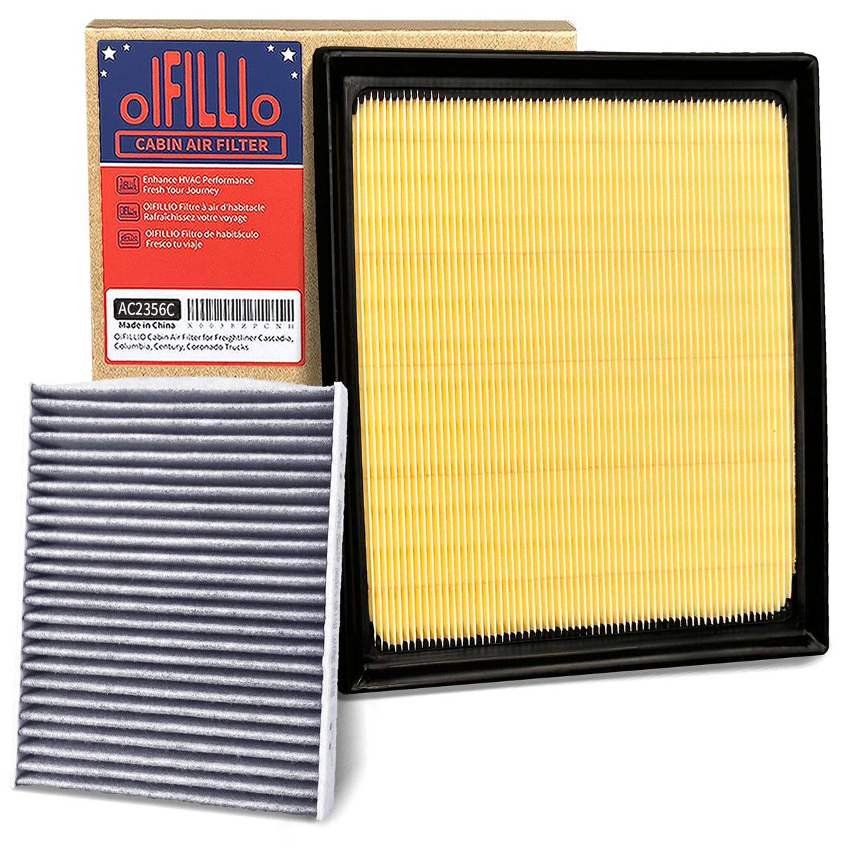 OIFILLIO front packaging showing both engine and cabin filters and convenience