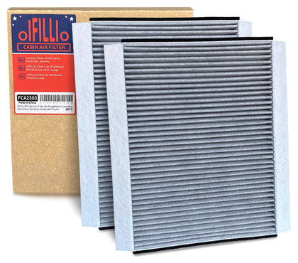 OIFILLIO front packaging showing filter two-pack and Volvo compatibility benefits