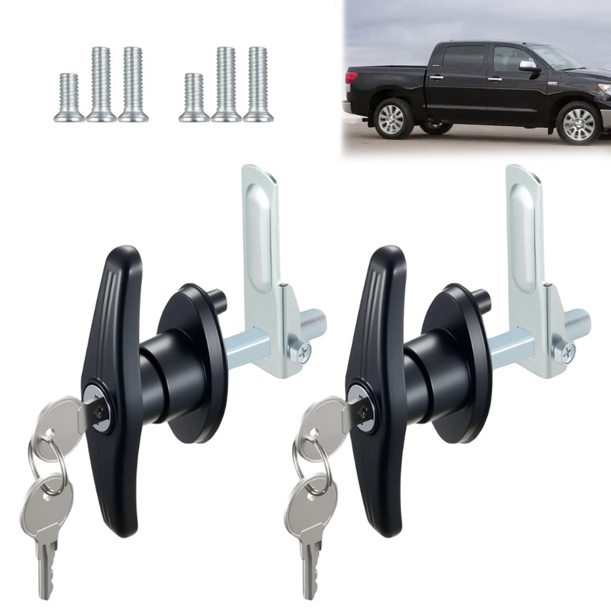 Ojeemii front view T-handle locks showing pair and matching keys for easy access
