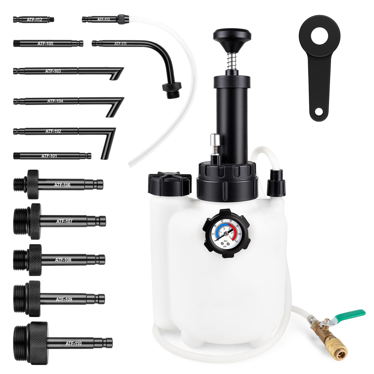 Ojtrtdr front view pump kit showing canister and hose for faster fluid changes
