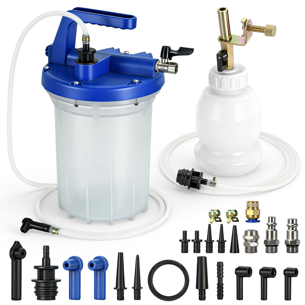 Ojtrtdr front view showing entire vacuum brake bleeder kit and portability benefit