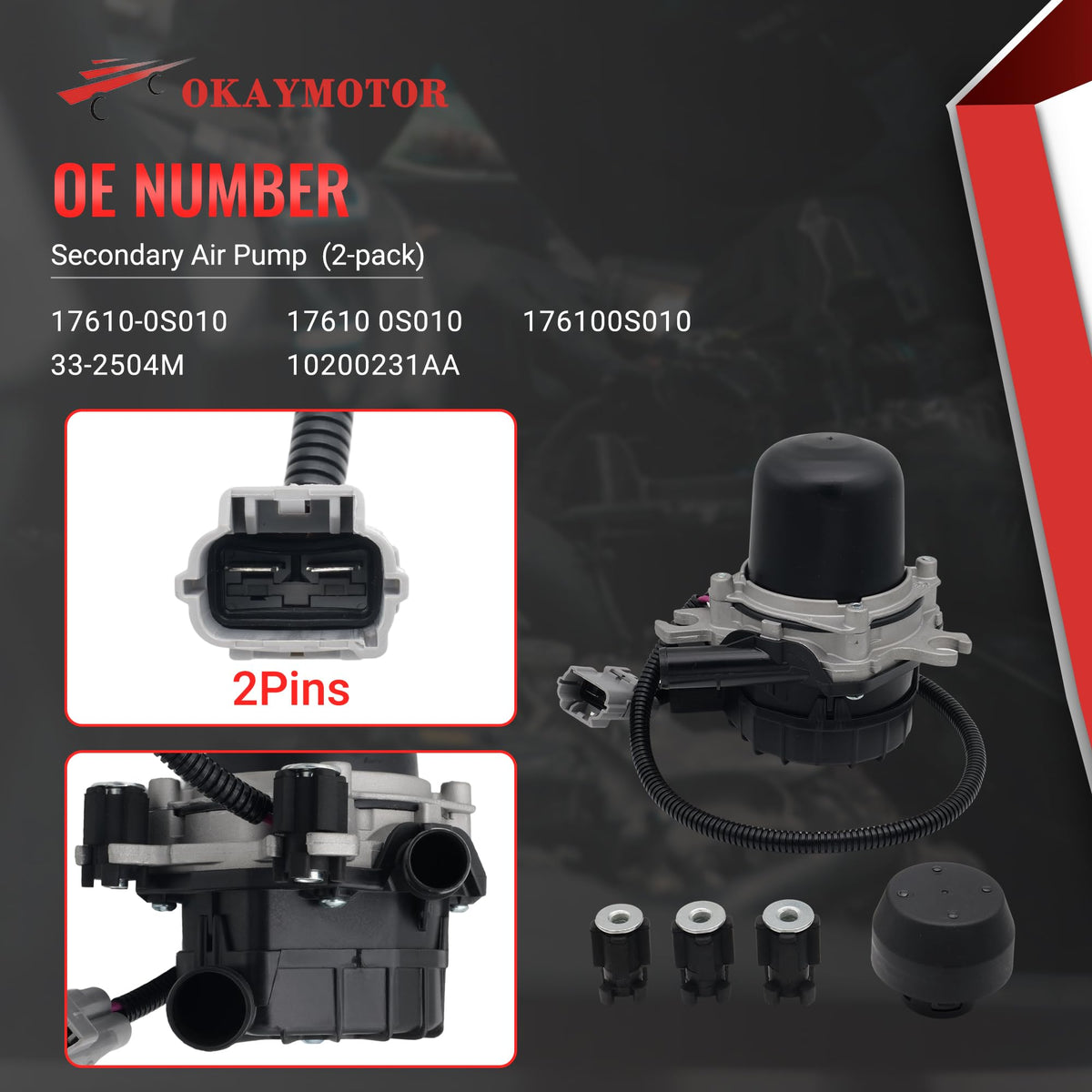OKAY MOTOR retail box with two pumps indicating complete replacement set