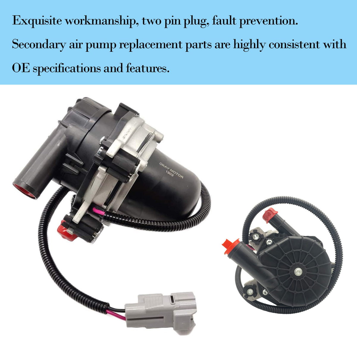 OKAY MOTOR product label with OEM numbers for easy part verification