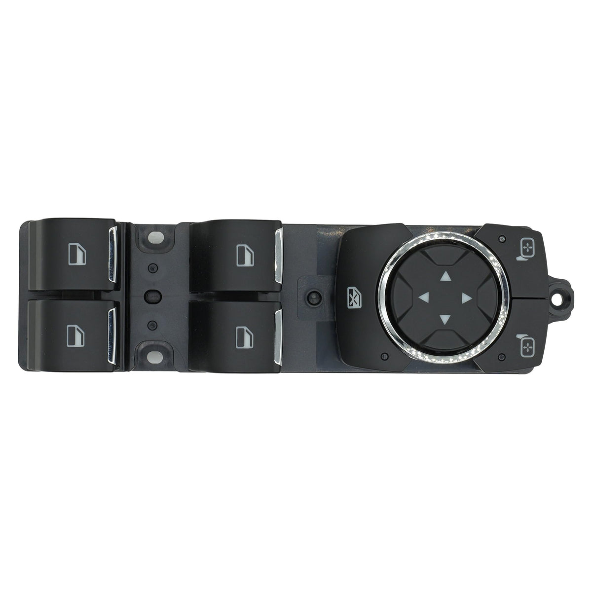 OKAY MOTOR switch held in hand for scale showing compact size and ergonomic design