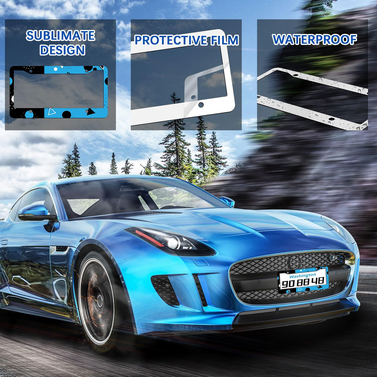 OKBA license plate frame mounted on car bumper showing easy installation benefit