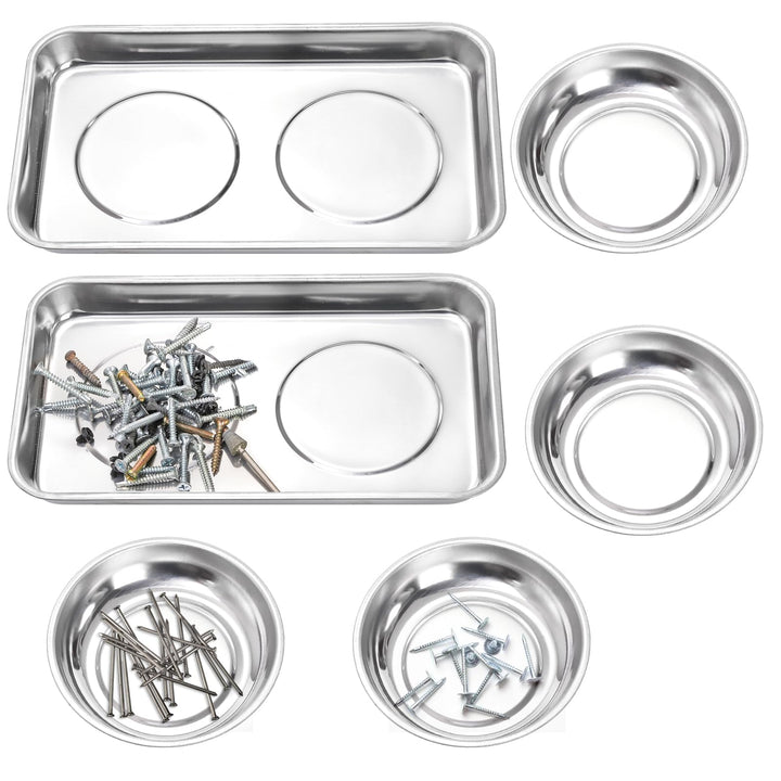 Okllen front view showing rectangular and round magnetic trays for organized hardware