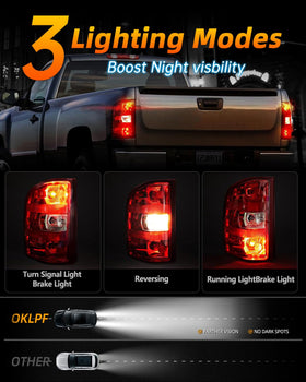 OKLPF taillights installed on Silverado rear demonstrating correct fitment