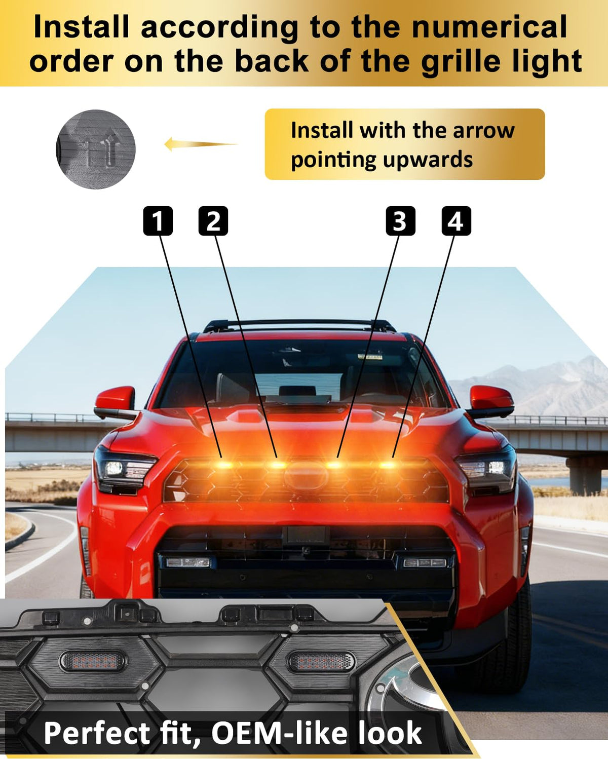 OKLSG side profile of light seated in grille demonstrating gap-free factory fit