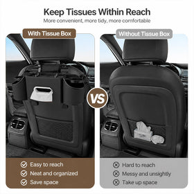 Oktree cup holder and tissue slot keeping drinks and tissues secure