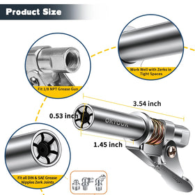 OKYOUK mounted on a grease gun demonstrating easy retrofit and compatibility