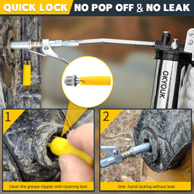 OKYOUK cleaning tool with nozzle demonstrating Zerk clearing and faster maintenance