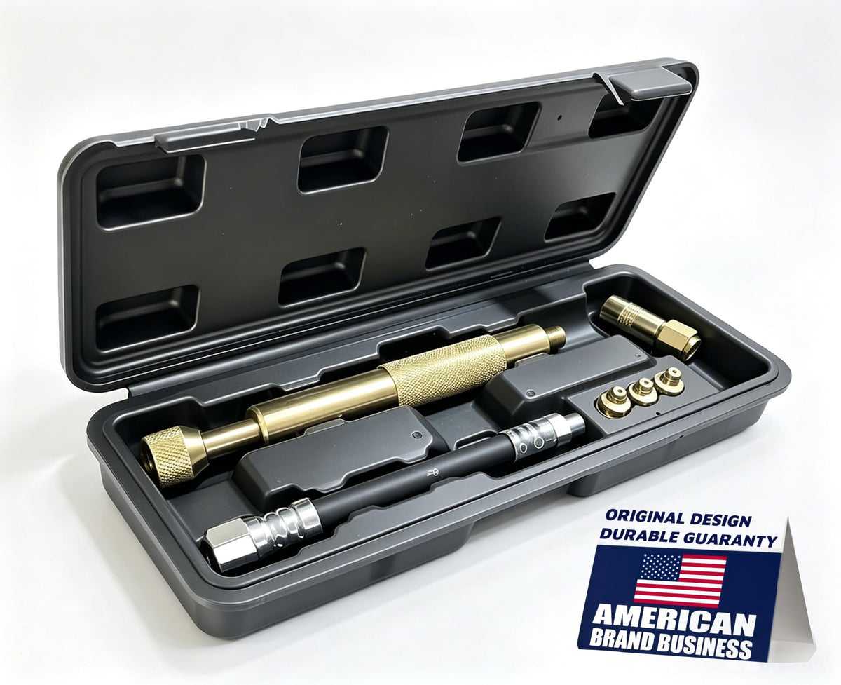 OKYOUK front view of kit showing professional tool for fast grease flushing
