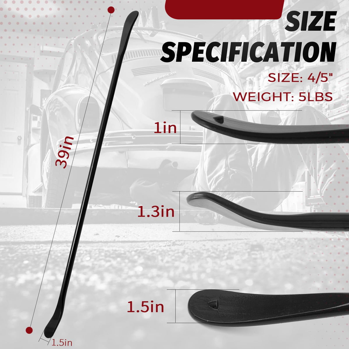 Olaismln bars beside tape measure showing 39-inch length for superior leverage benefit