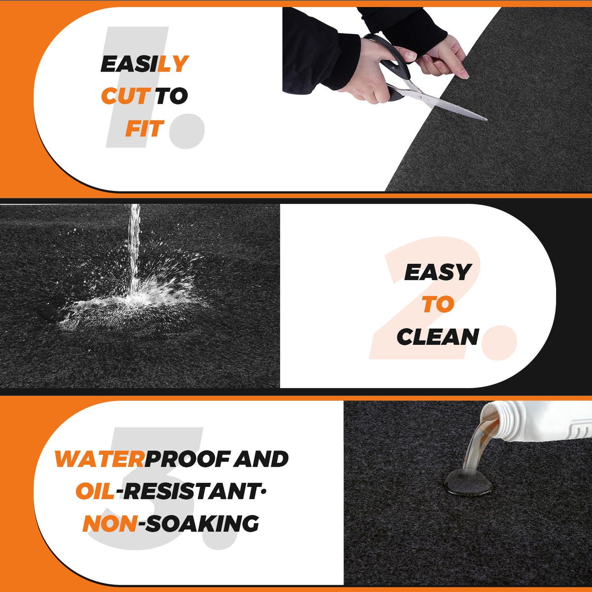 Olaismln mat placed under vehicle catching drips for cleaner driveway