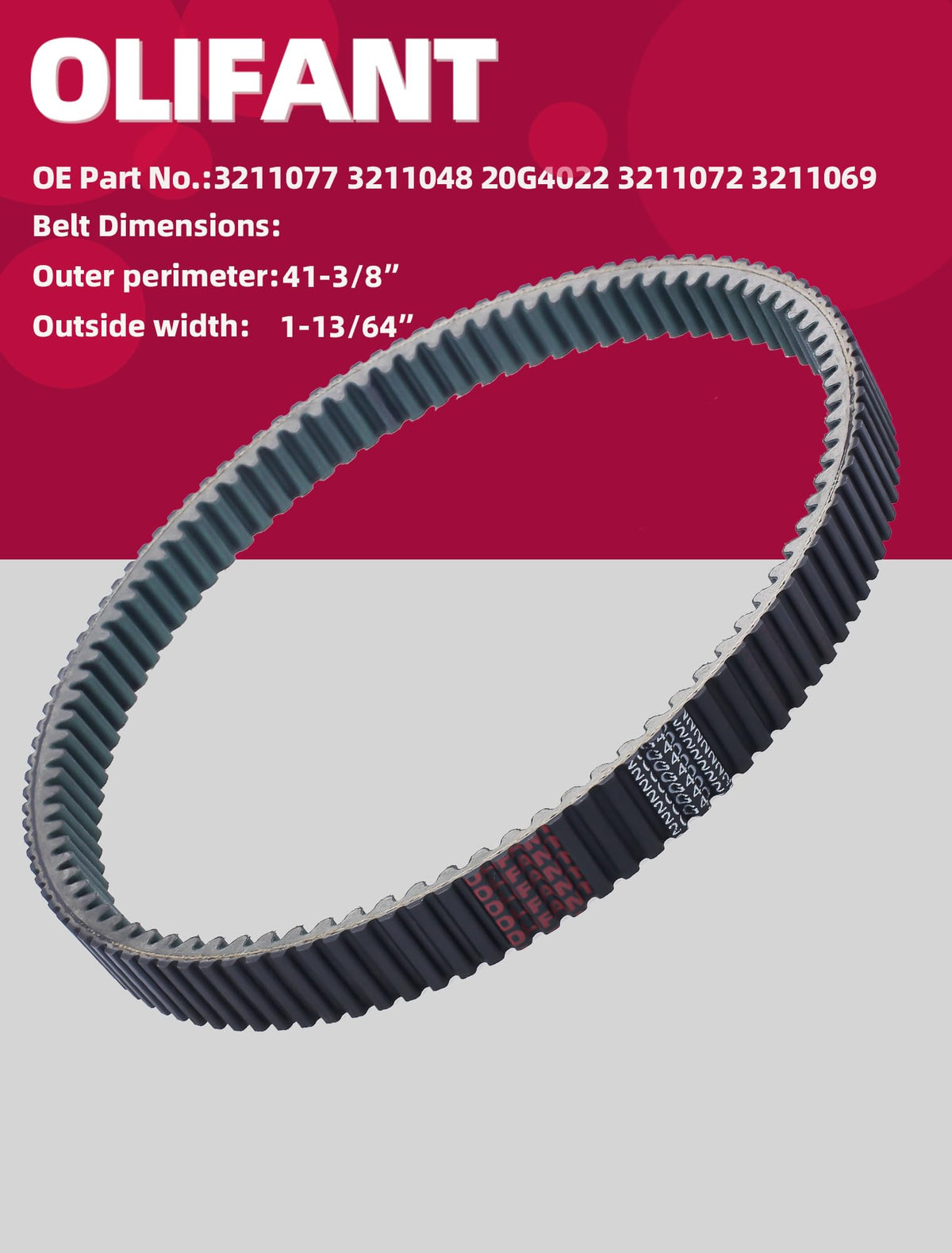 OLIFANT label and printed part number verifying compatibility benefit
