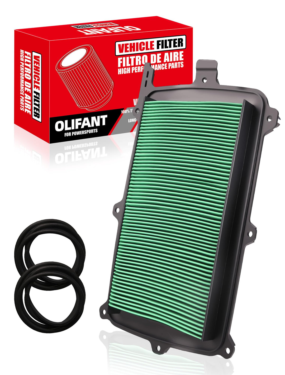OLIFANT air filter front view showing fit and sealing benefit