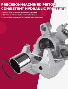 OLIFANT calipers mounted on ATV fork demonstrating ready-to-use fit and function