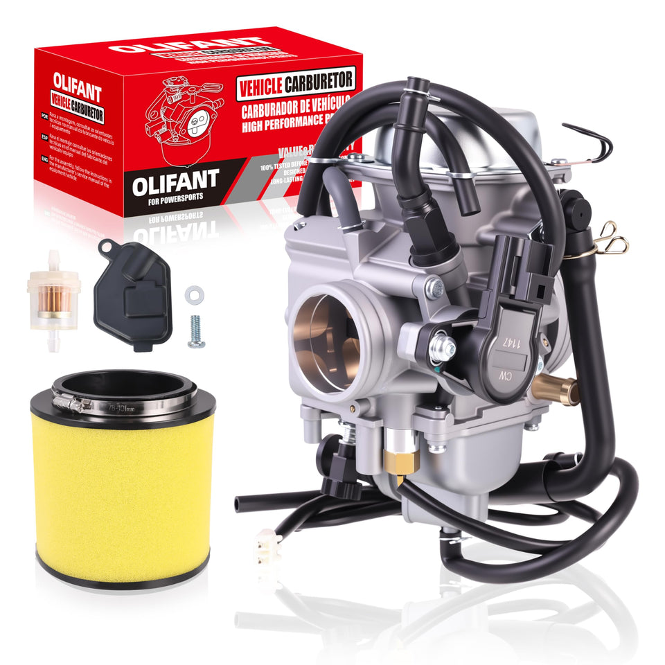 OLIFANT carburetor front assembly showing clean fit and improved fuel flow